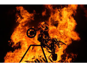 Run-a-Mucca Rally Burning Bike